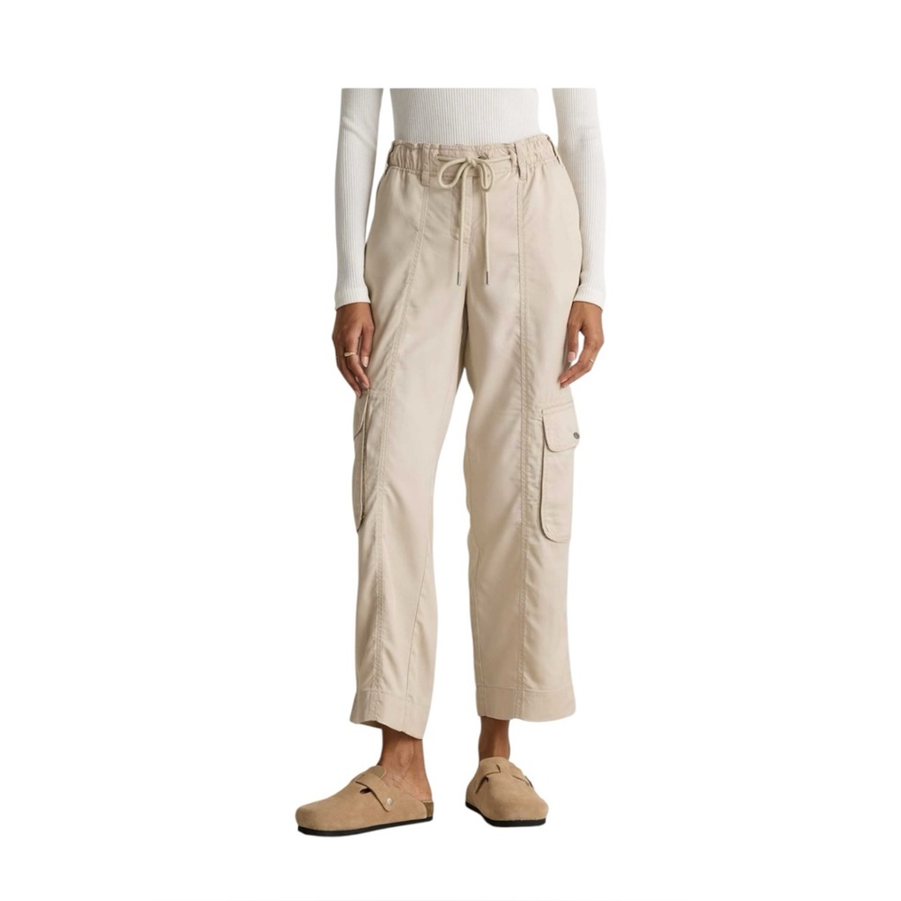 Quince Vintage Wash Tencel Drawstring Cargo Pants In Shale New With Tags